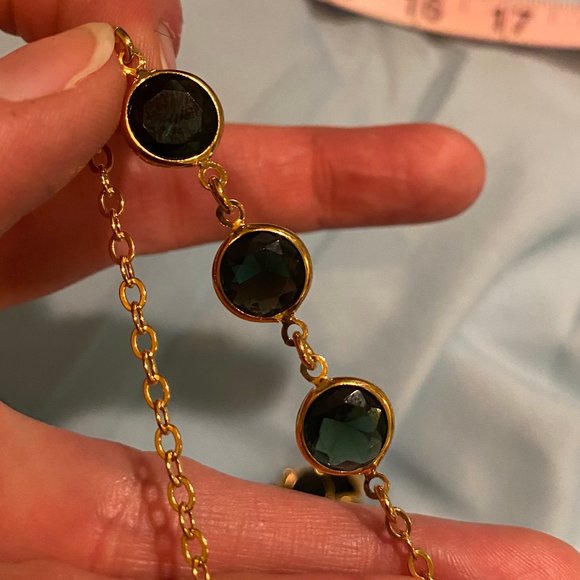 J Crew Gold Blue Crystal Necklace - Picture 10 of 13